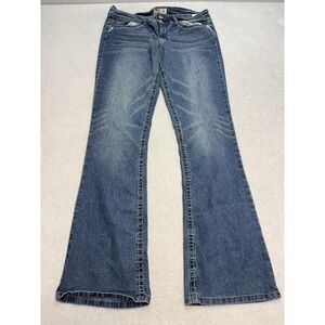 L.e.i. Jeans Womens 13 Blue Ashley Low Rise Bootcut Embroidered Stretch Denim